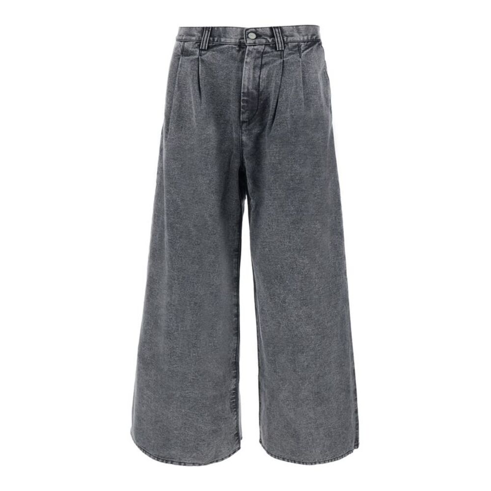 Erl Men Unisex Pleated Jeans In Black Cotton